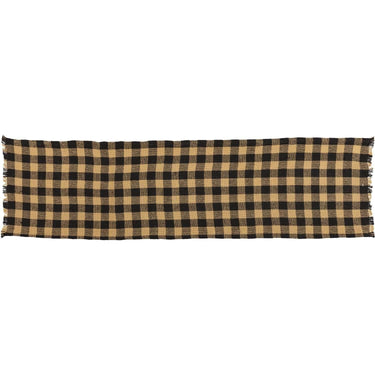 Burlap Black Check Runner Fringed 13x48 VHC Brands - The Fox Decor